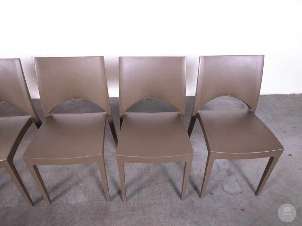 1 set 6 stuks Stapelstoel June bruin