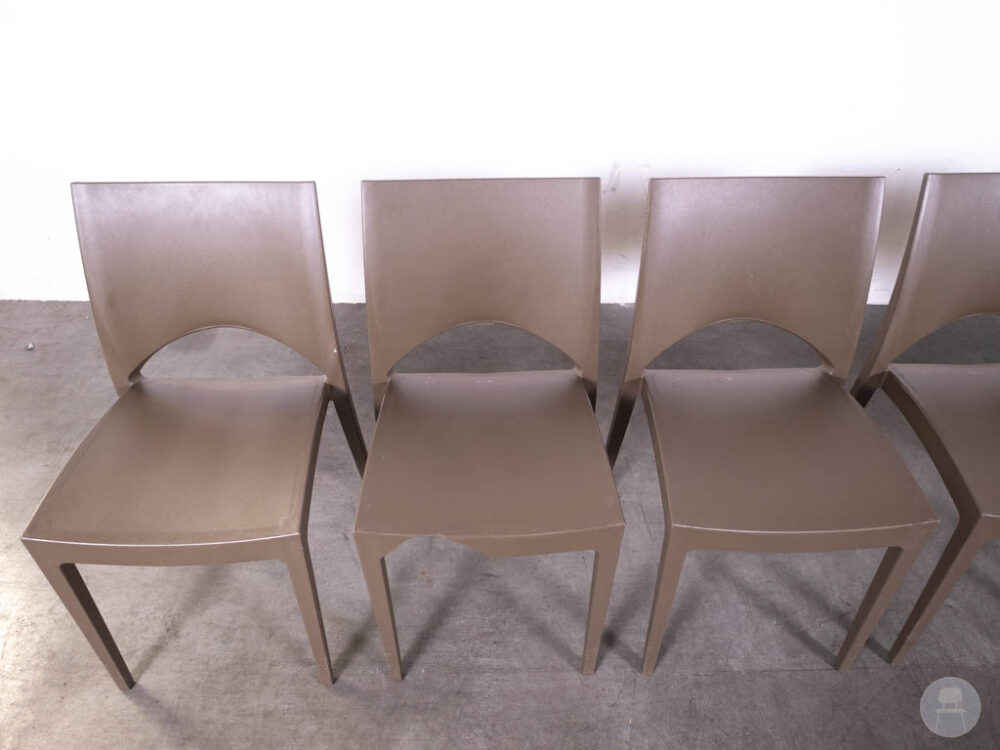 1 set 6 stuks Stapelstoel June bruin