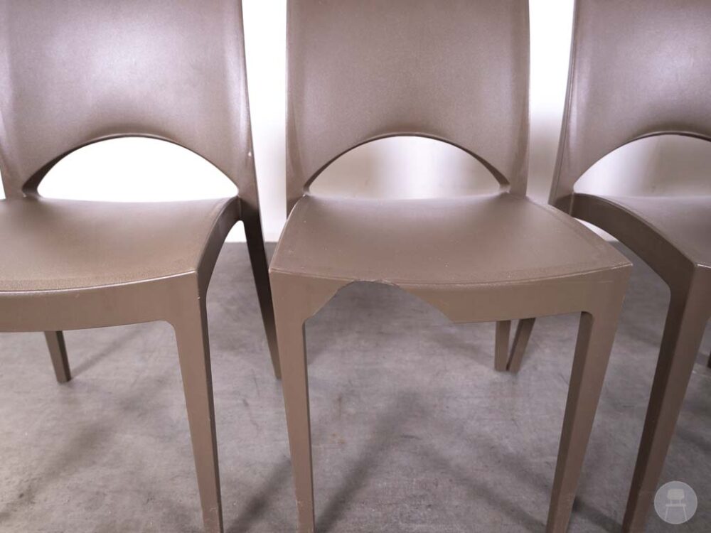 1 set 6 stuks Stapelstoel June bruin
