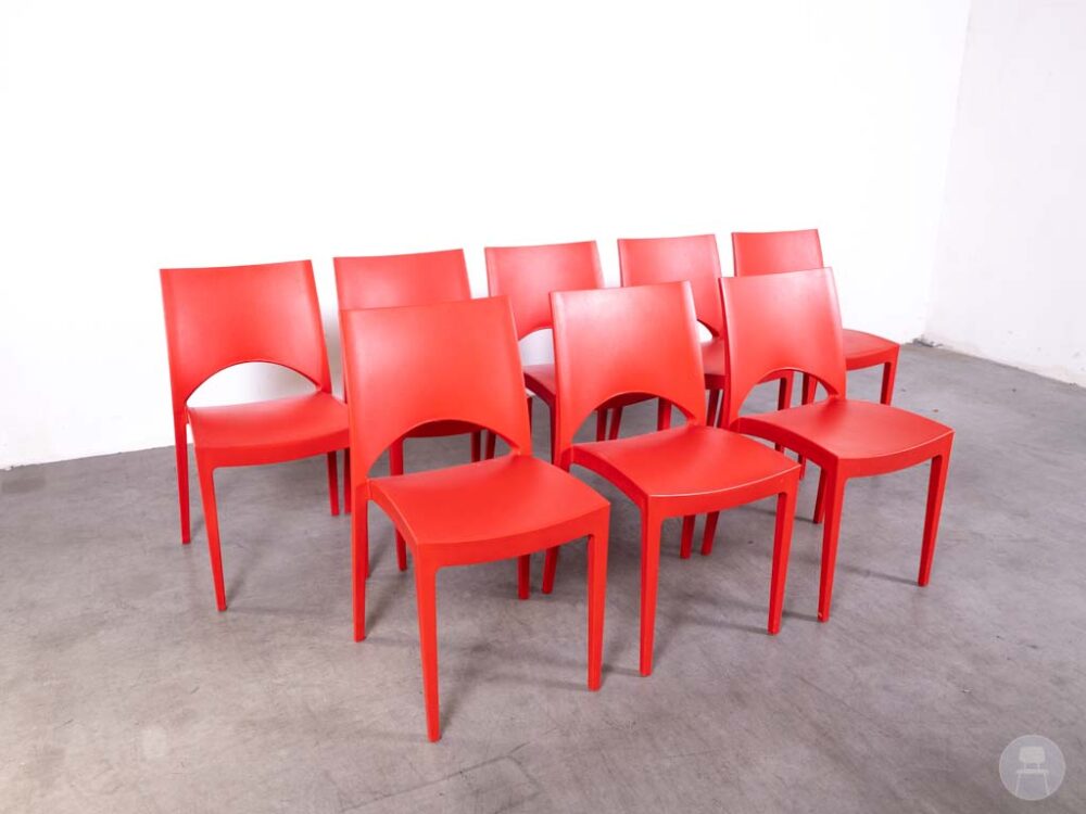 1 set 8 stuks Stapelstoel June rood