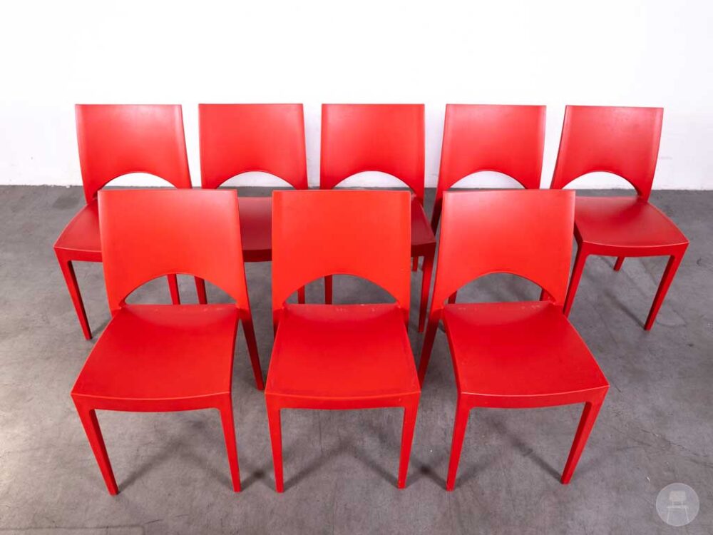 1 set 8 stuks Stapelstoel June rood