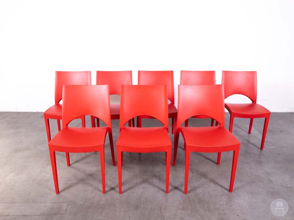 1 set 8 stuks Stapelstoel June rood