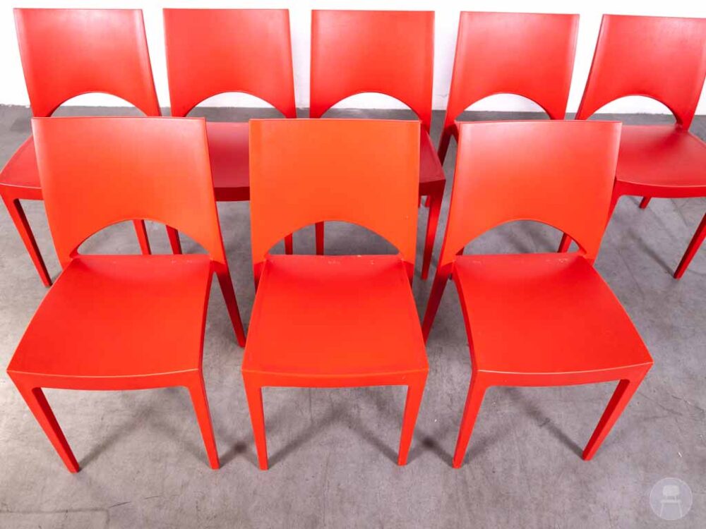1 set 8 stuks Stapelstoel June rood