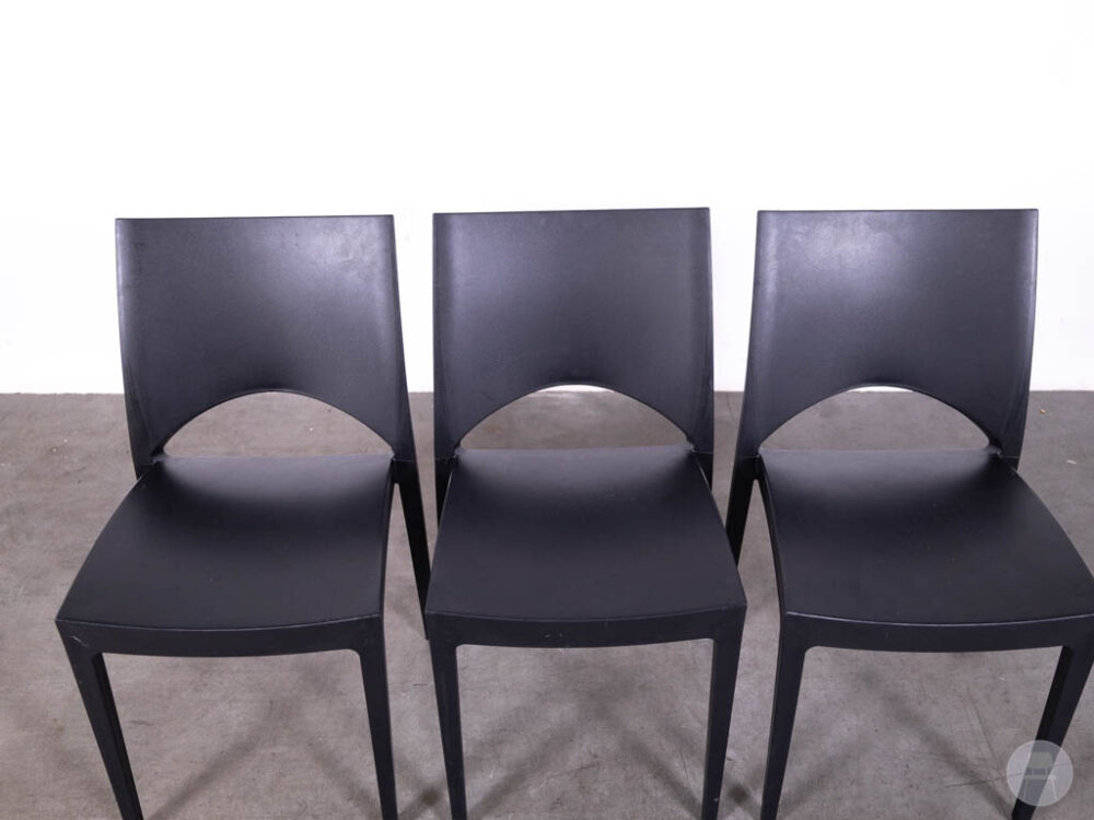 1 set 3 stuks Stapelstoel June zwart