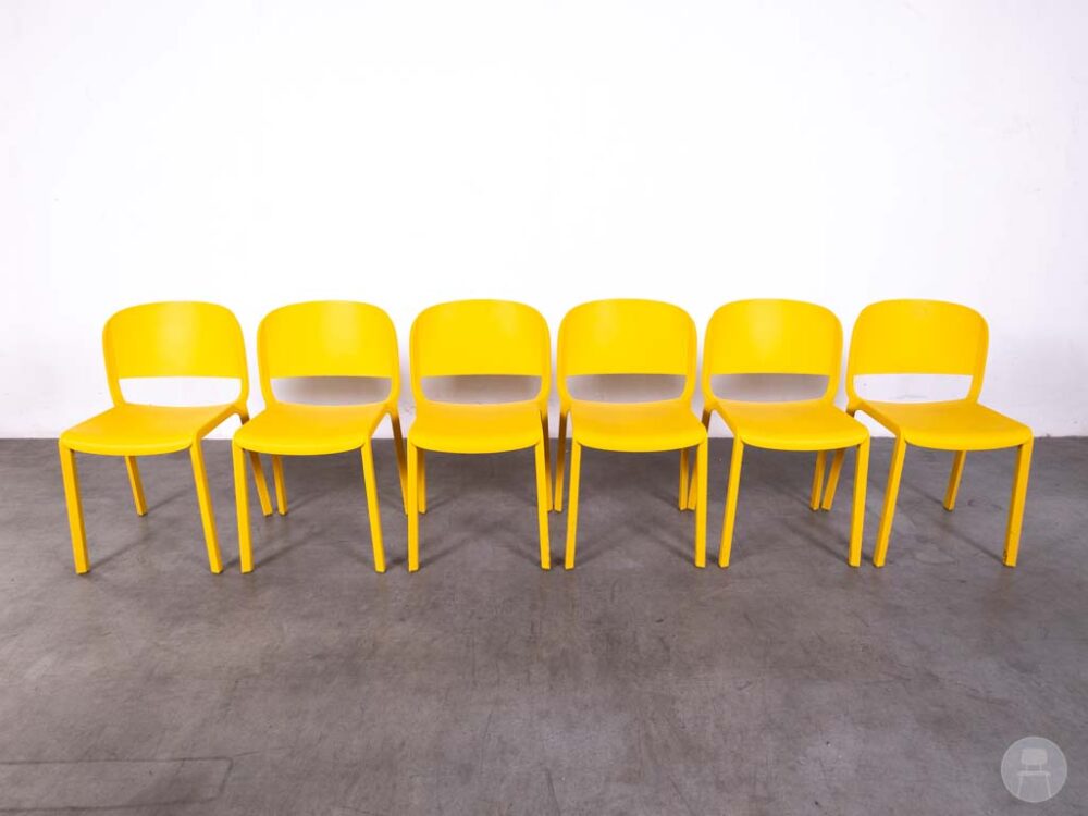 1 set 6 stuks Stapelstoel May geel