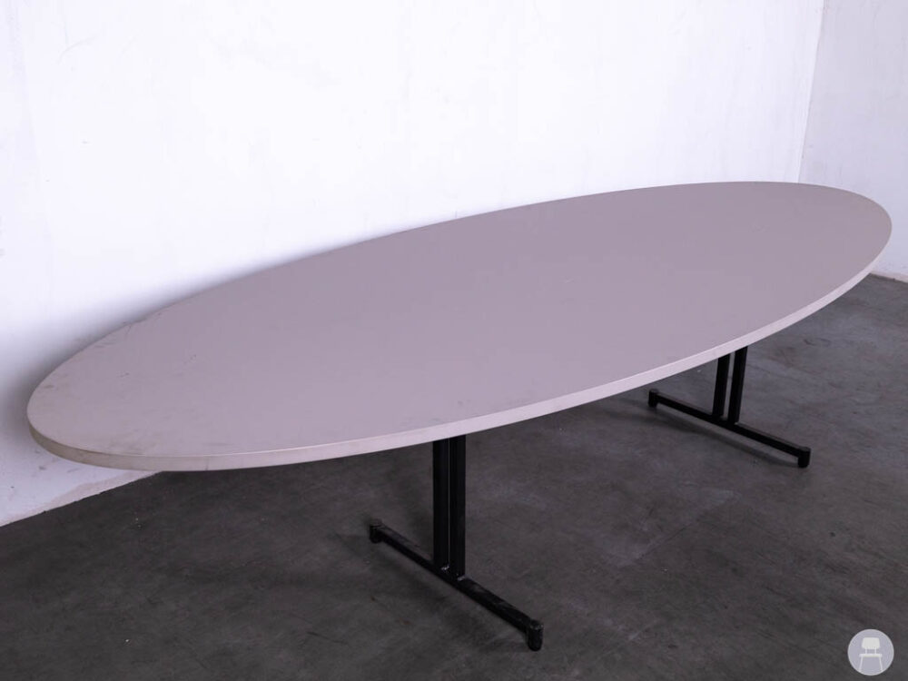 Tafelblad Ellips Arpa Ovaal grijs Satelliet 300x120cm