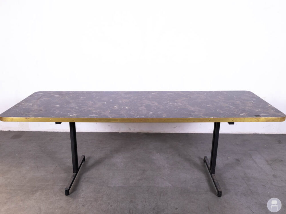 Tafelblad Riv marmerlook zwart messing Satelliet 215x80cm