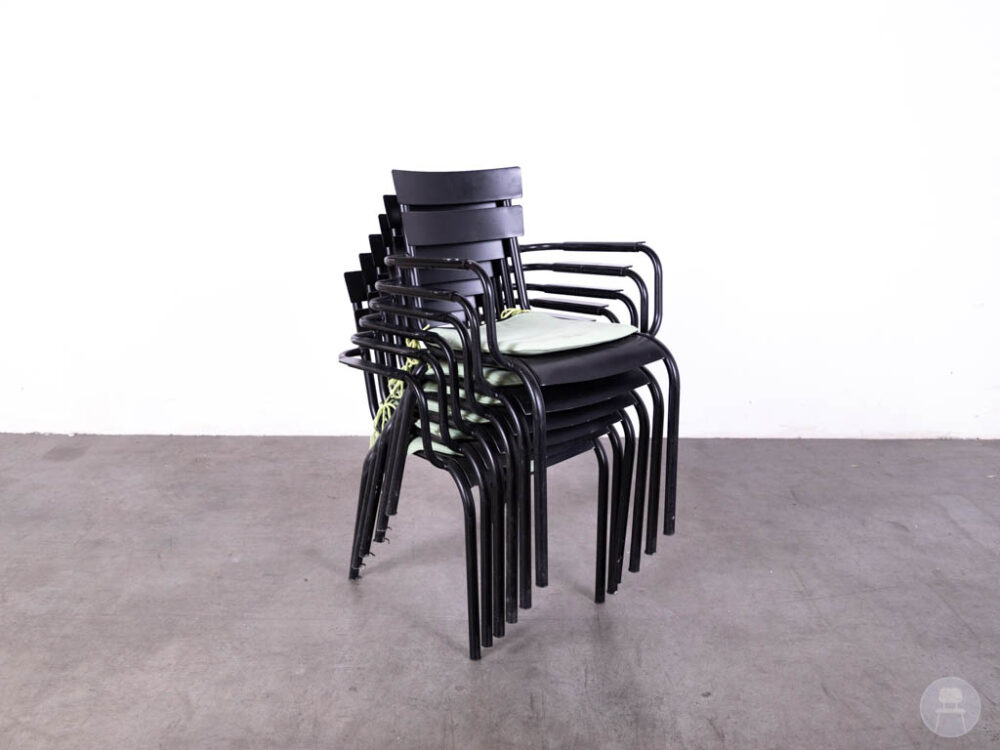 1 set 6 stuks Terrasstoel Yvette zwart met kussen