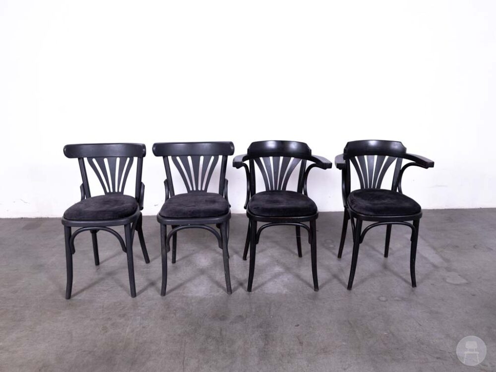1 set 4 stuks Cafestoel Waaier Julian velvet grijs
