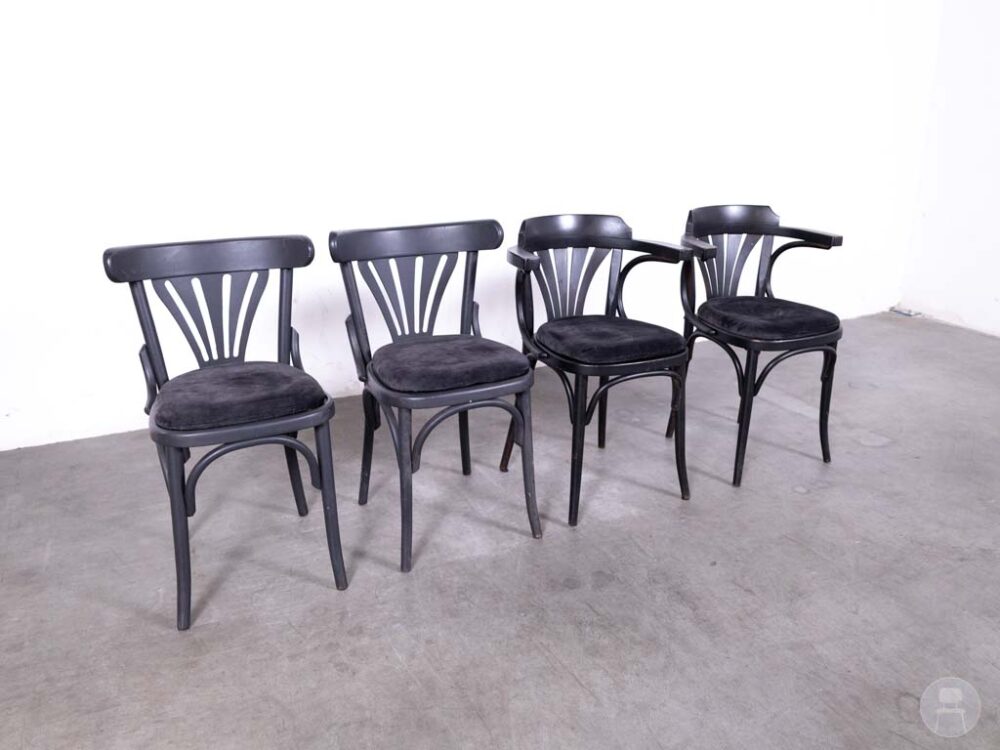 1 set 4 stuks Cafestoel Waaier Julian velvet grijs