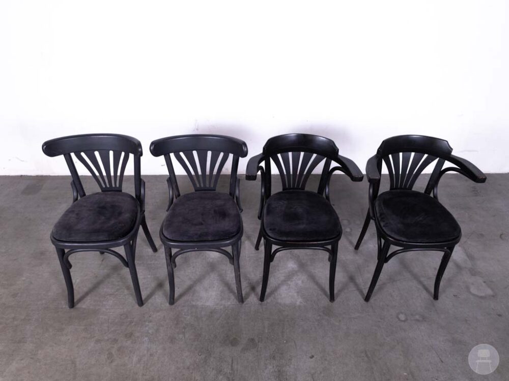 1 set 4 stuks Cafestoel Waaier Julian velvet grijs