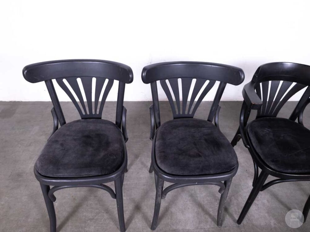 1 set 4 stuks Cafestoel Waaier Julian velvet grijs
