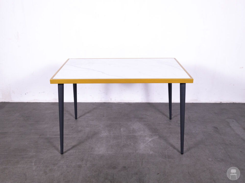 Horecatafel Mabel marmerlook wit/goud 120x80cm