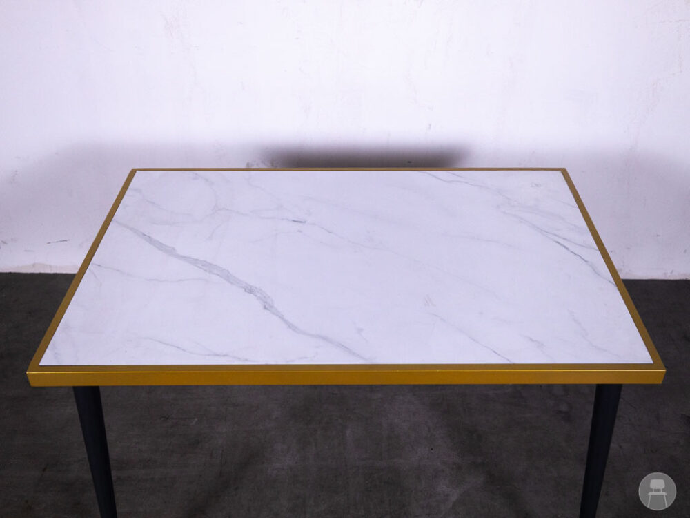 Horecatafel Mabel marmerlook wit/goud 120x80cm
