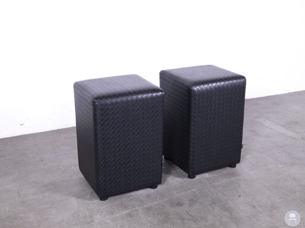 1 set 2 stuks Poef Tempo SQ MS Ruit zwart Satelliet
