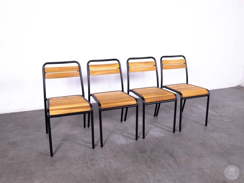 1 set 4 stuks Terrasstoel Firenze Wood SC Satelliet